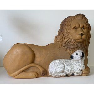VTG 1995 Union Products Don Featherstone Lion & Lamb Christmas Blow Mold READ !